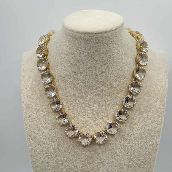 J Crew Large Clear Crystal Gold Tone Necklace NWTNEW